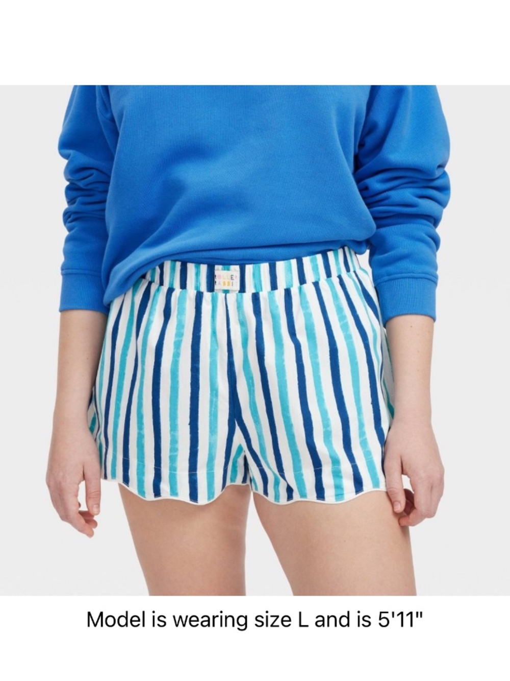 ROLLER RABBIT X TARGET Women's Multi Stripe Poplin Boxer Shorts in Blue Size Med